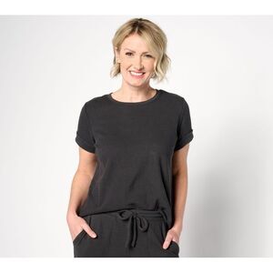 Anybody Women's Top Plus Sz 1X Lounge Textured Jersey Rib Trim Black A628884